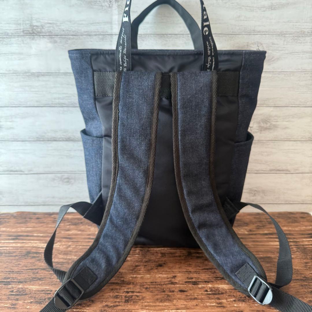 ☆デニムリメイク　ブラックひょうたんキルトとデニムのトートリュック☆