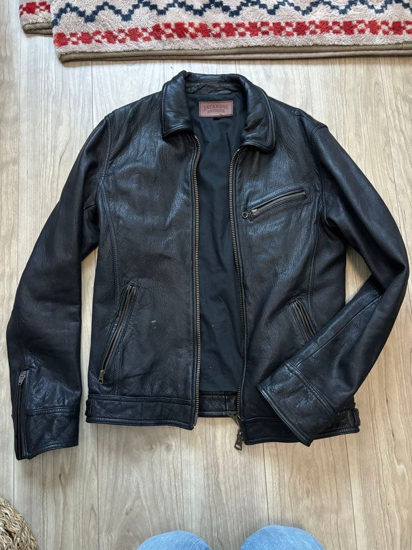 JACKROSE ANTIQUE ブラックレザー ライダースジャケット サイズ5