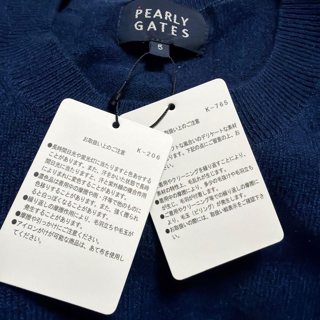 新品未使用 PEARLYGATES カシミヤ ロゴニット ネイビー サイズ5