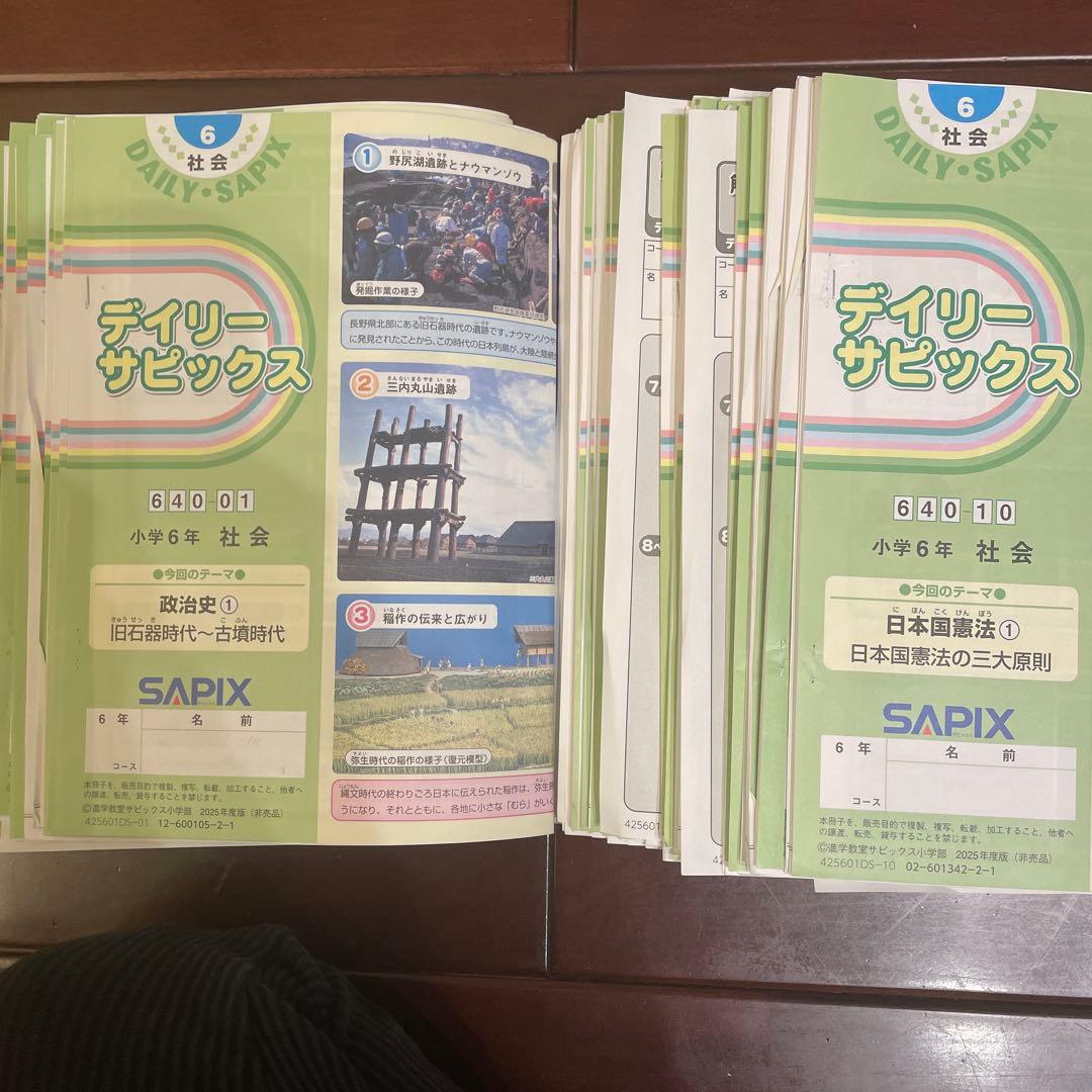 サピックス　6年生　最新 ☆理科☆社会☆1年分全テキスト　デイリーサピックス