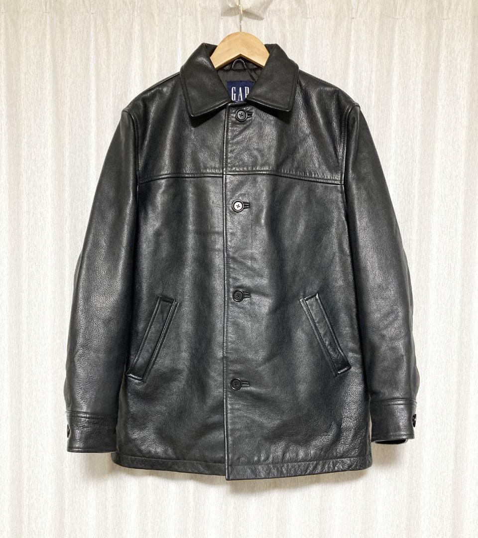 [90s-00s GAP] 野村訓一着用 紺タグ レザーカーコート XS 牛革