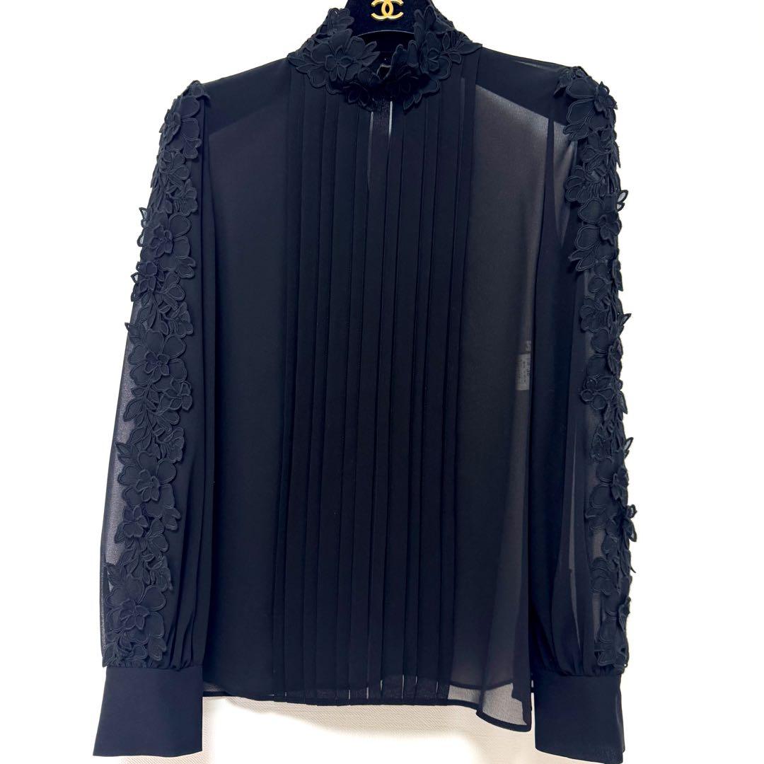 ✨定価¥31,900✨アナイ シフォンレース パフスリーブ ブラウス ブラック