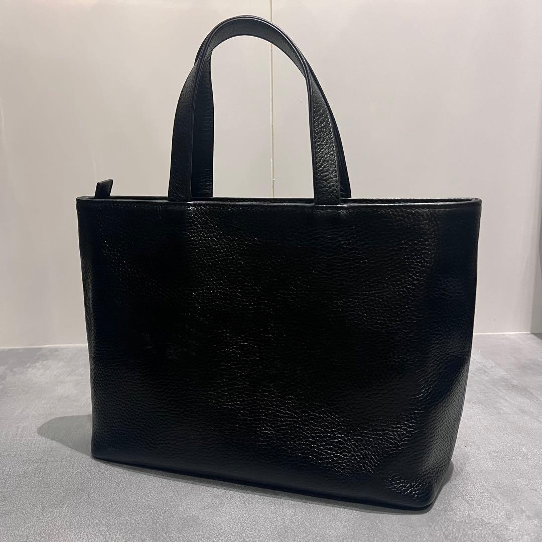 美品Hushtag ミニトートバッグ　姫路レザーシボ革　ブラック
