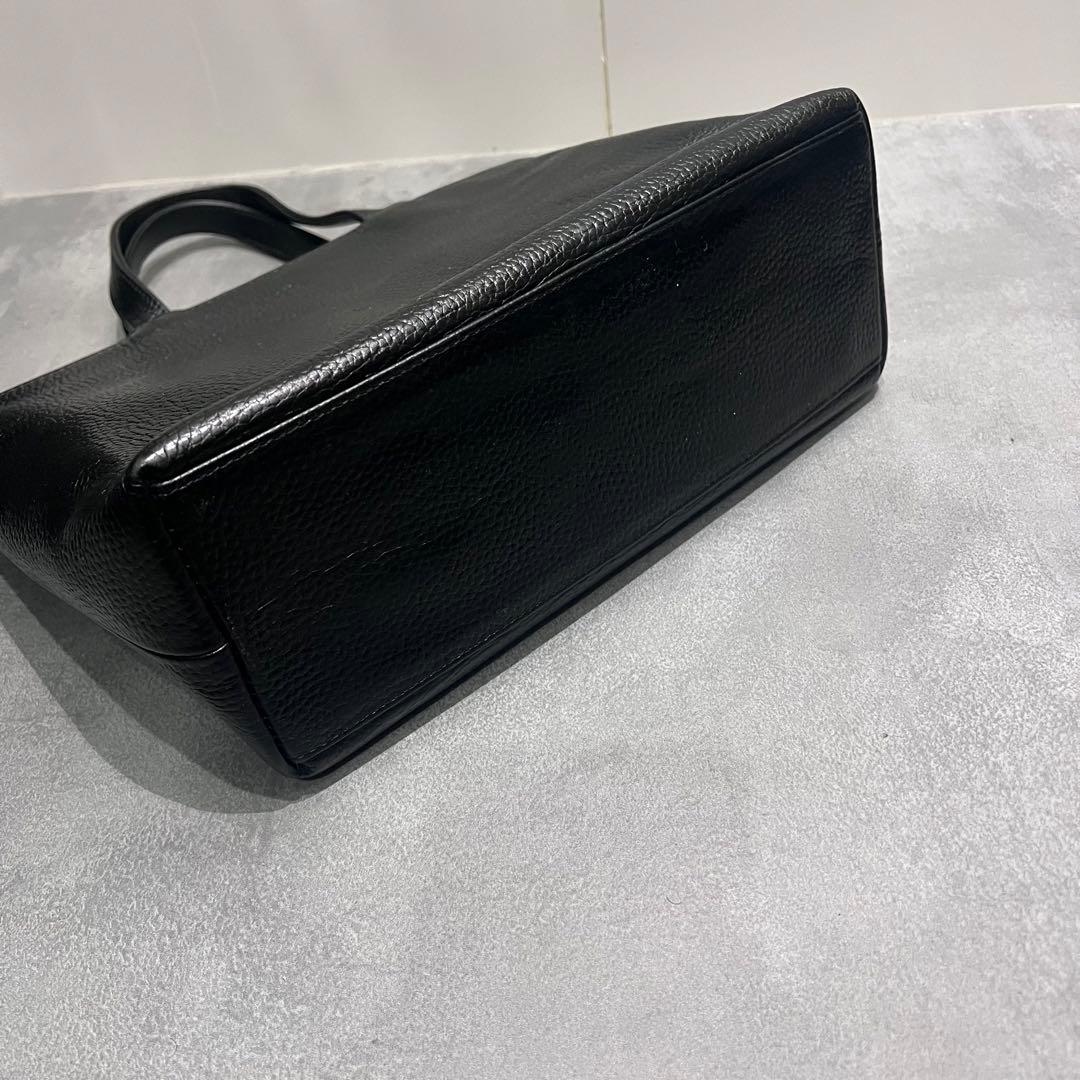 美品Hushtag ミニトートバッグ　姫路レザーシボ革　ブラック