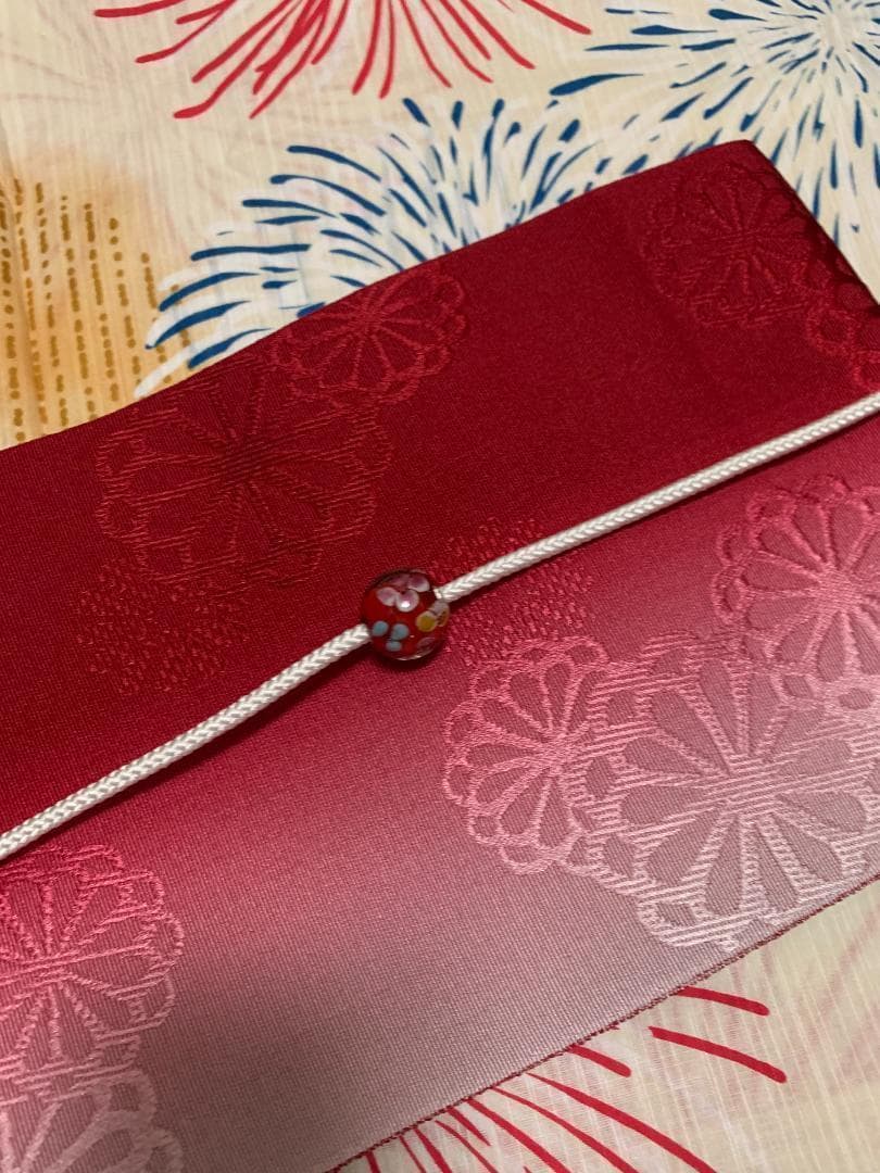 画像四枚目帯締め+画像桃帯色違い赤帯つき◆最高級国産染◆高級綿変わり織り◆