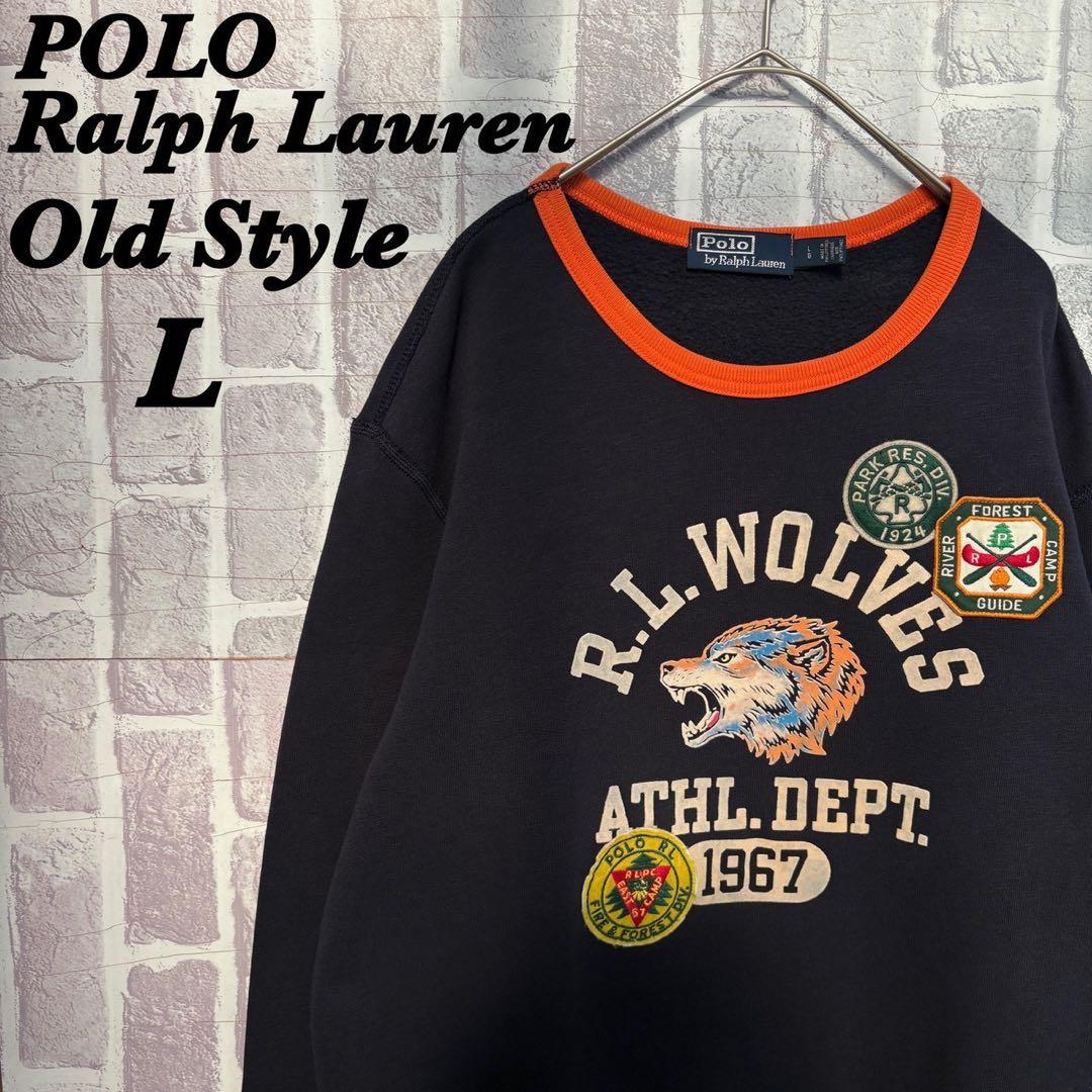 ポロラルフローレン　ラルフローレン　ワッペン刺繍　スウェット　トレーナー　L