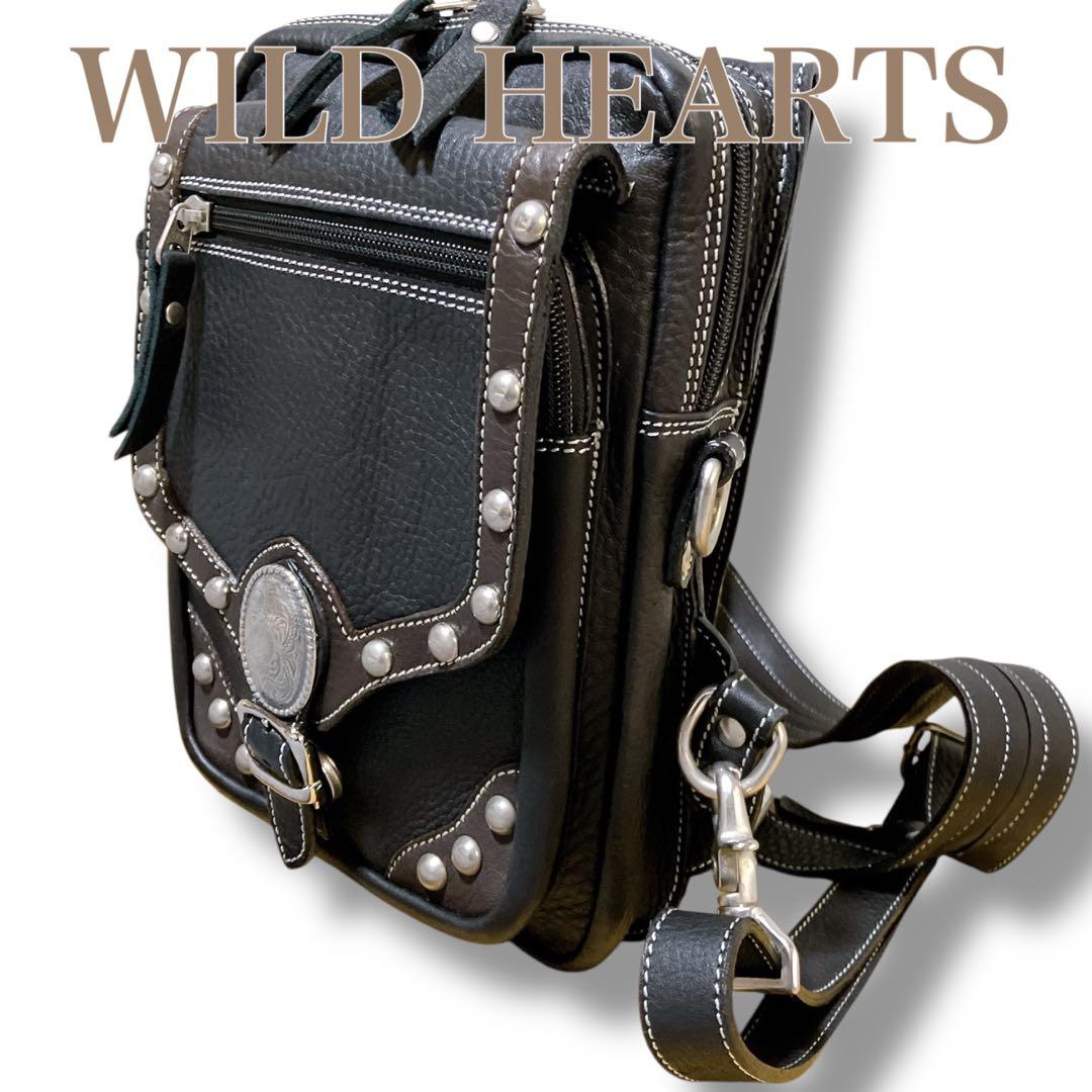 ワイルドハーツ 良品 3way y2k スタッズ 多収納 ボディバッグ ブラック