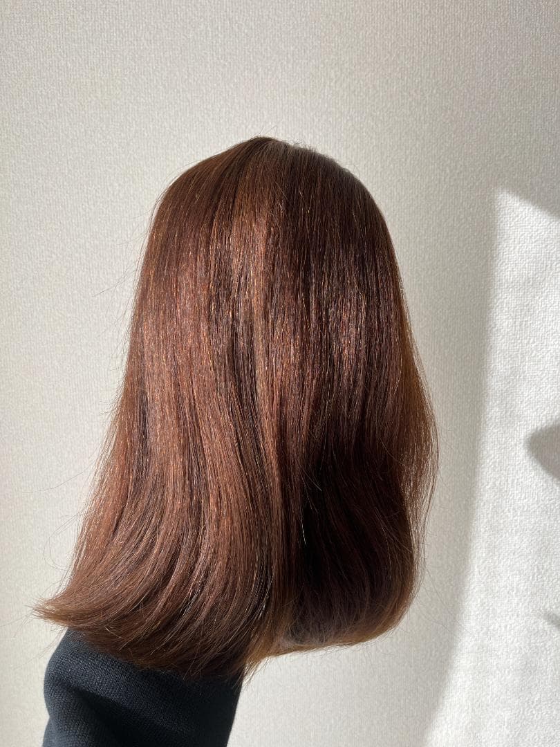 【最高級】人毛100% フルウィッグ 40cm ブラウン 医療用 自然なつむじ