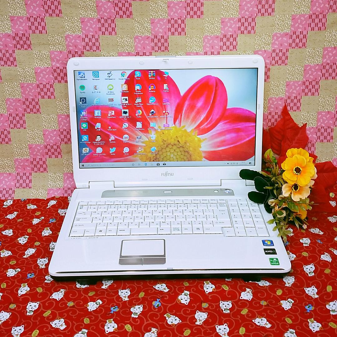 富士通 PC HDD大容量320GB！Win10搭載！ホワイトノートパソコン