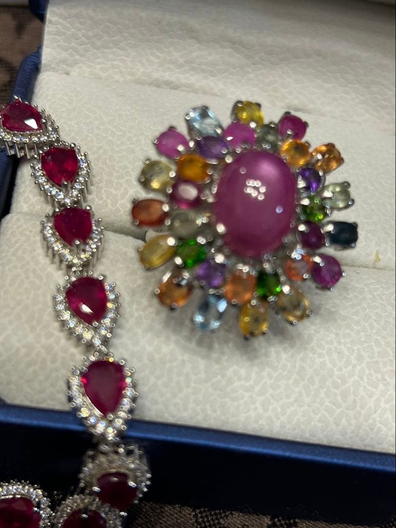 の*こ様 華やか！天然石ルビーカボションリング13号