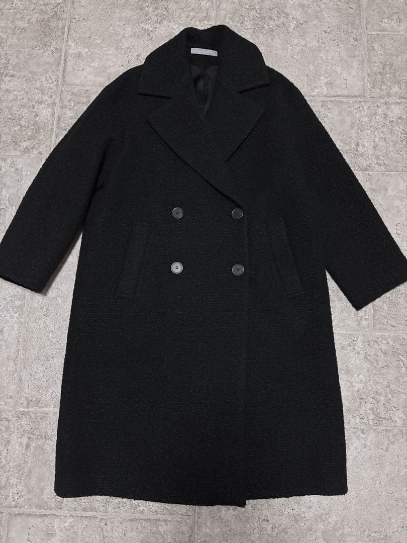 セオリーリュクス2023ツイードロングコート未使用ブラック