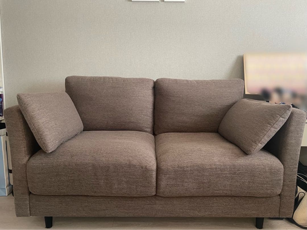 ニトリ　2人掛けソファ クッション付き　ブラウン