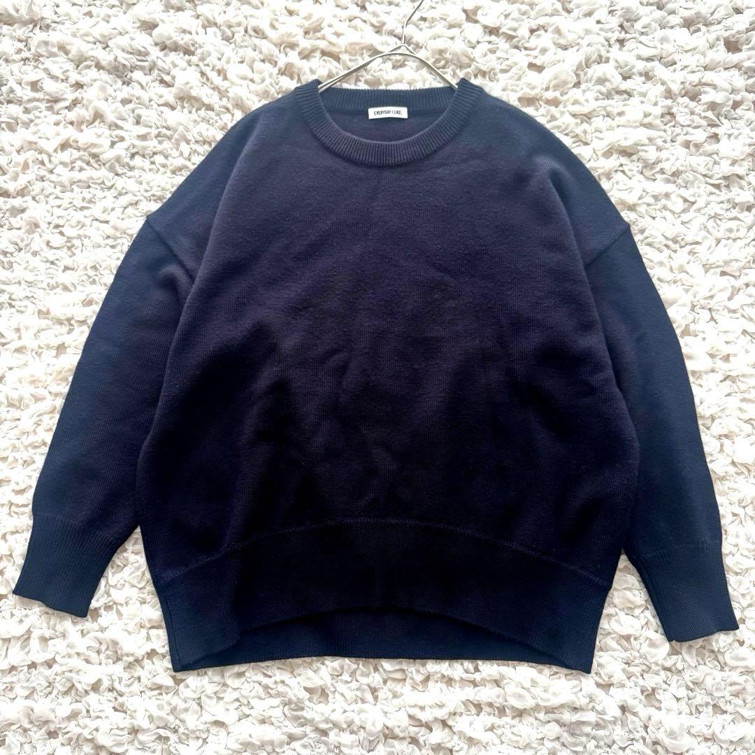 ドゥーズィエムクラス EVERYDAY I LIKE クルーネックニット 紺