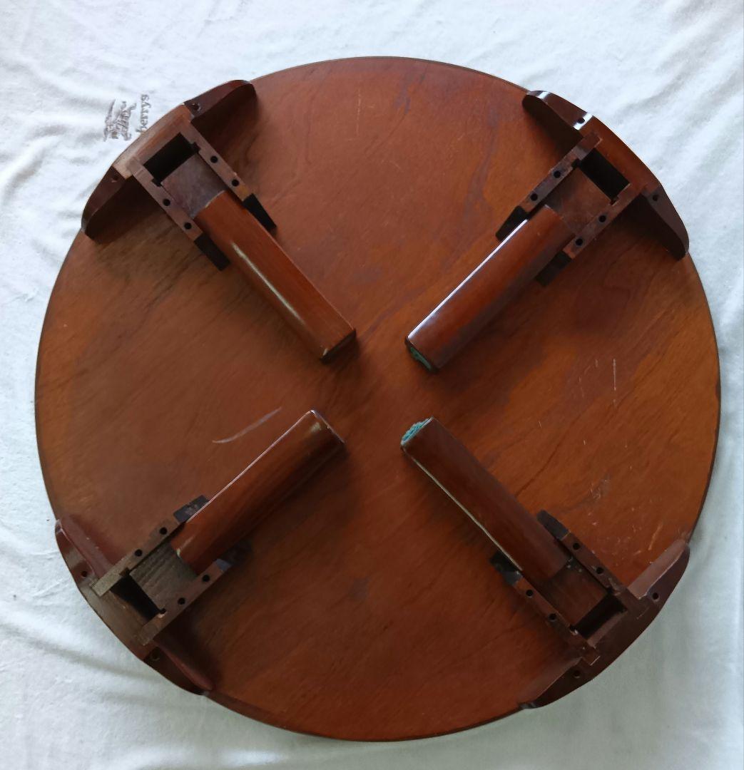 木製ちゃぶ台　折りたたみ　円卓　丸テーブル　座卓　昭和レトロ　古民家家具