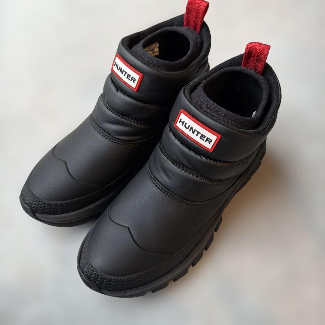 HUNTER ハンター　ブラック ショートブーツ　スノーブーツ UK5