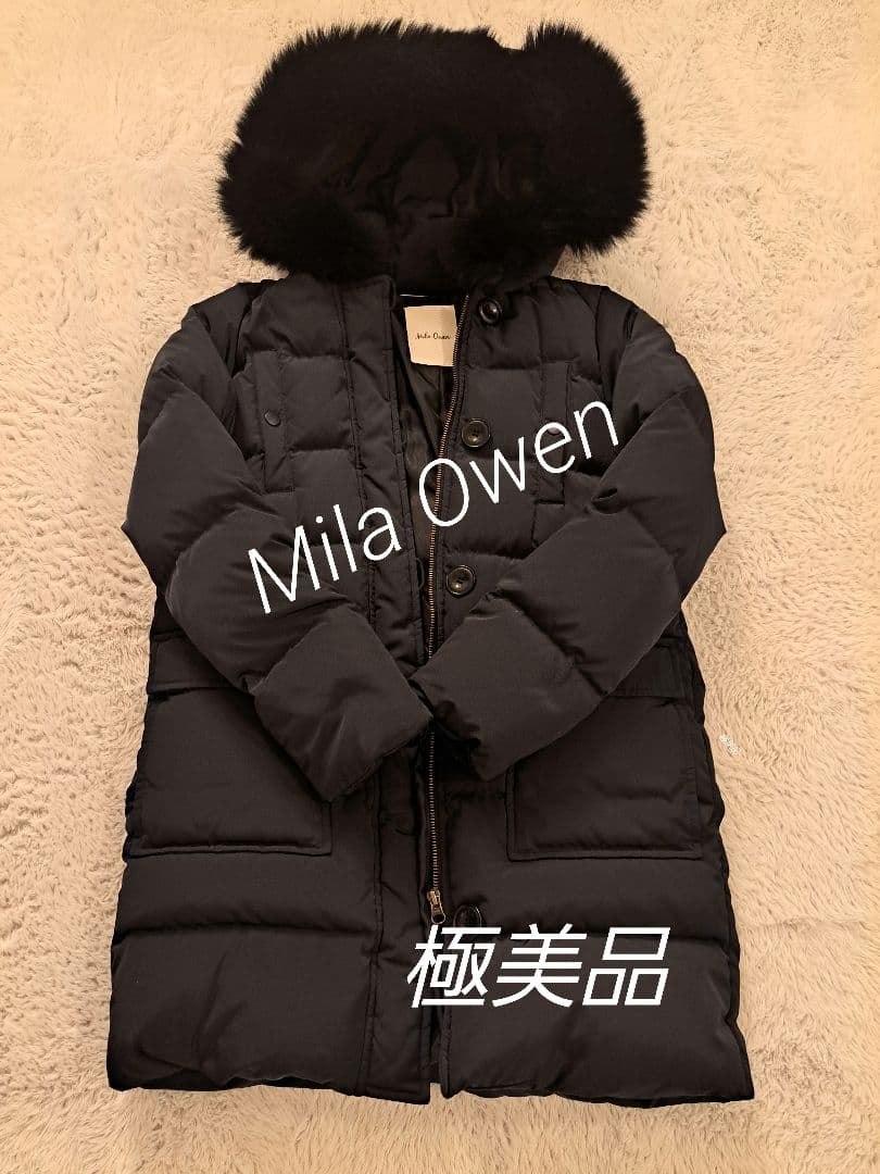 ミラオーウェン　黒　 フード付きダウンジャケット　フリーサイズ　極美品