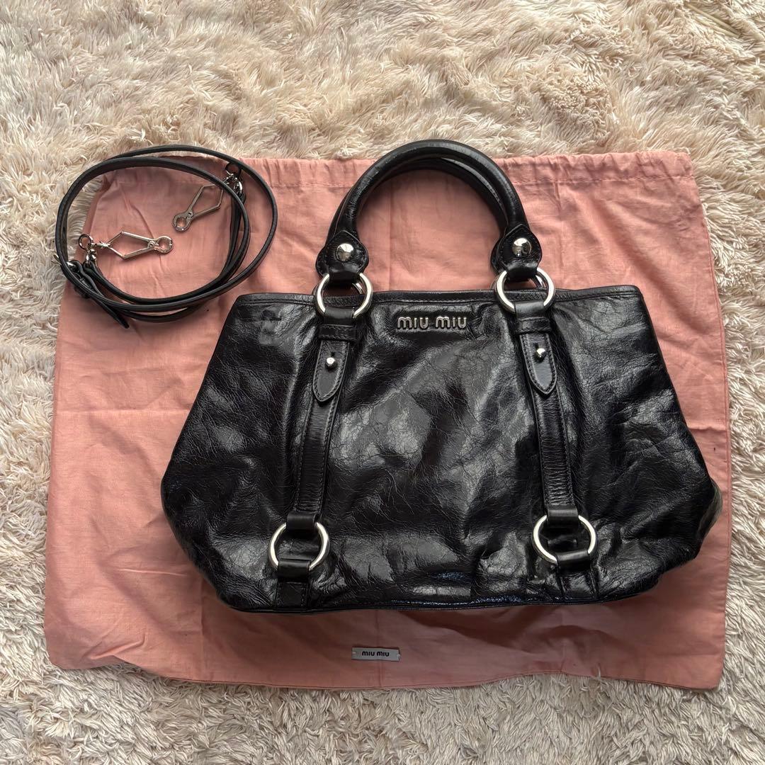 ✨希少✨MIUMIU 2way ハンドバッグ ブラック シルバー