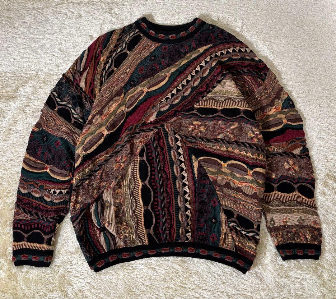 TUNDRAツンドラ　3Dニット　マルチカラー　切り替えデザイン　セーター