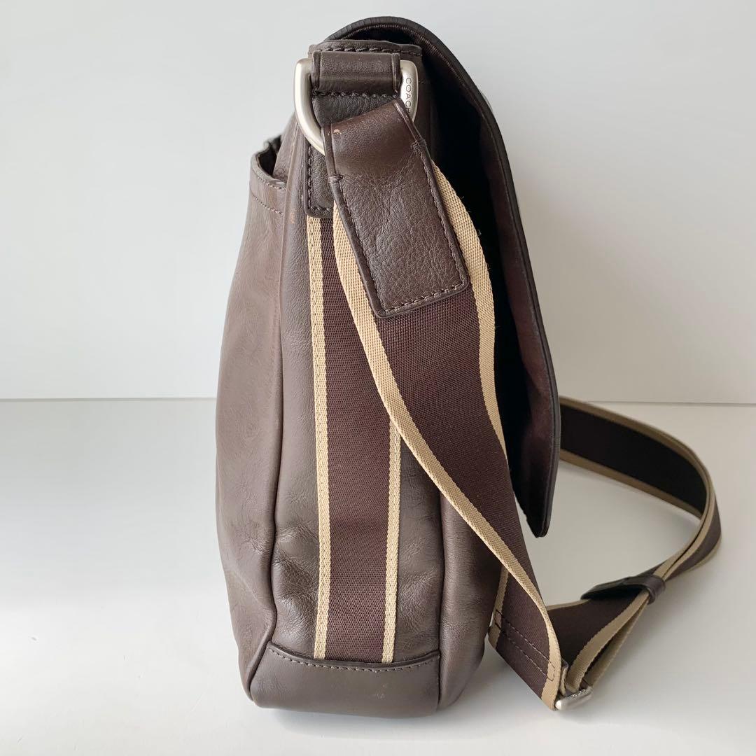 【COACH】コーチ　メッセンジャーバッグ　レザー　ブラウン　茶色　ヘリテージ