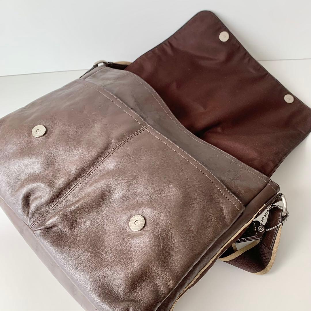 【COACH】コーチ　メッセンジャーバッグ　レザー　ブラウン　茶色　ヘリテージ