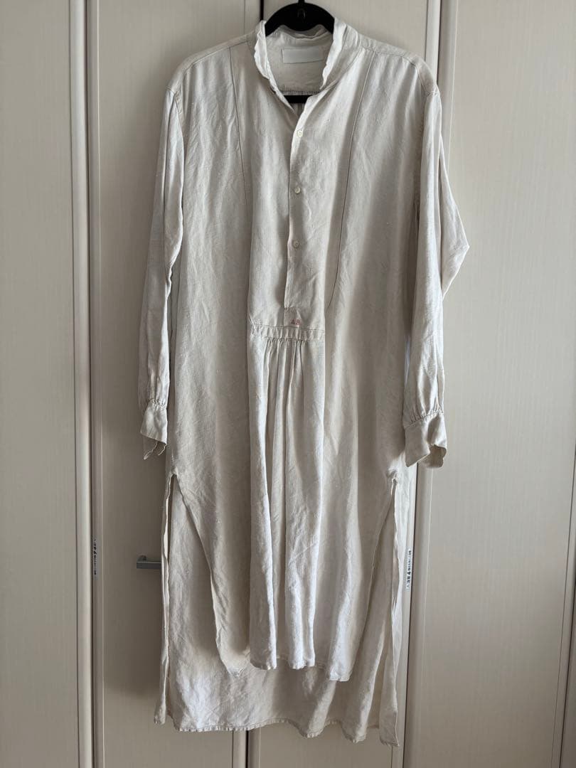 フランスアンティーク ワークシャツ シャツワンピ リネン 羊飼い ロングシャツ