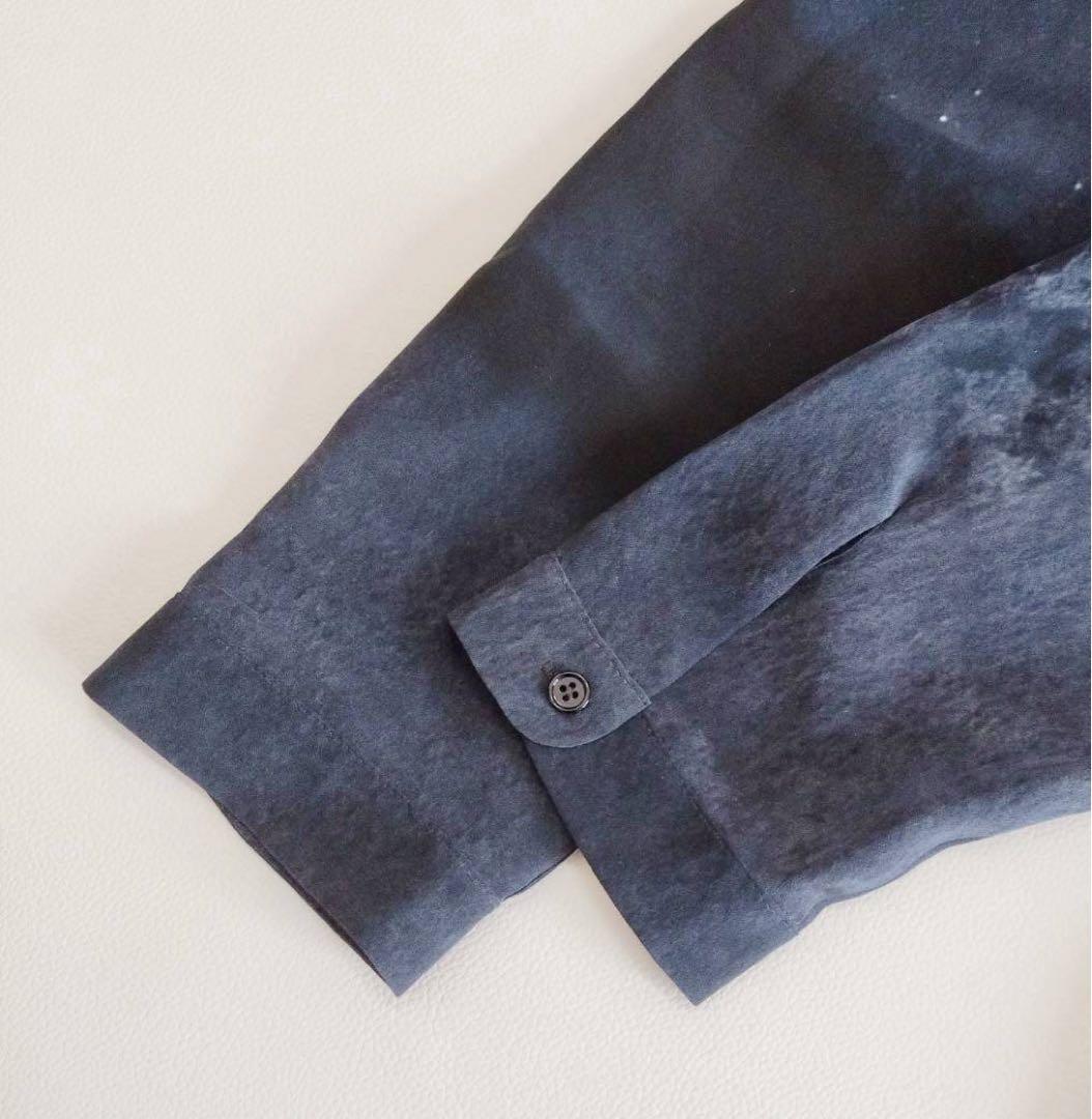 美品⭐️アクリス　長袖ブラウス　ボウタイ　オオカミ　星柄　シルク100% 13号