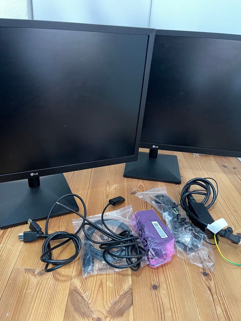 LG 24インチ モニター 2台セット／動作確認済／付属ケーブル付き／デュアル