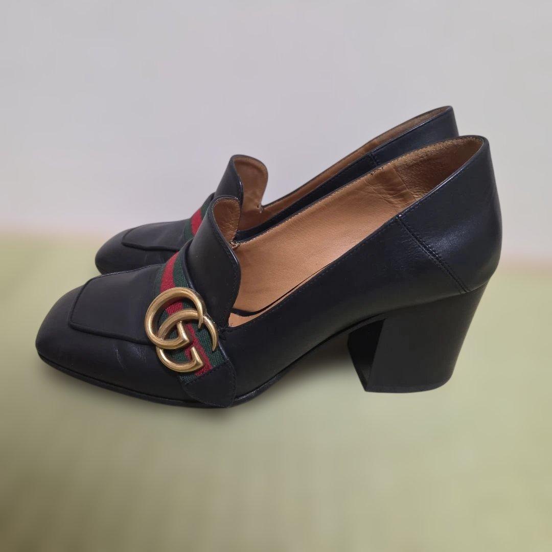 GUCCI マーモント シェリーライン パンプス 黒 36 GG