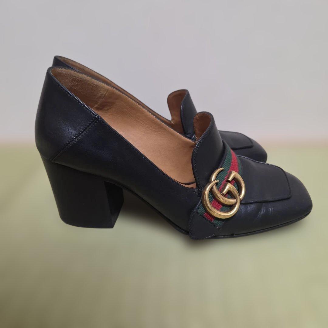 GUCCI マーモント シェリーライン パンプス 黒 36 GG