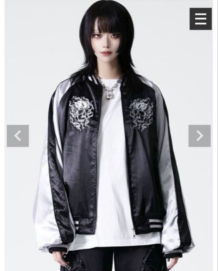 新品　タグ付き REFLEM【レフレム】スカル刺繍闇艶スカジャン