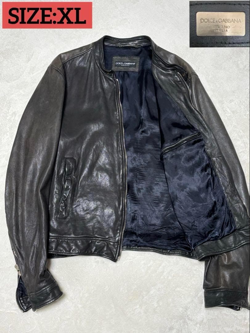 希少 DOLCE & GABBANA ラムレザー ライダーズ　黒 50 ブルゾン