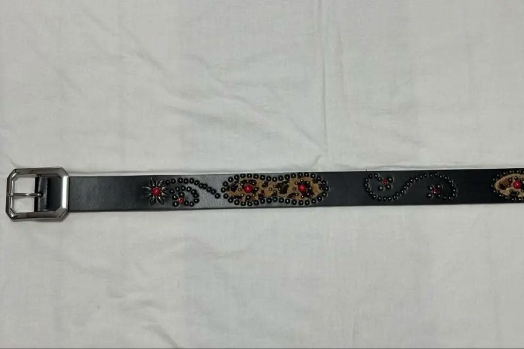 ABRAHAM HTC似　スタッズベルト　レオパード　ブラック