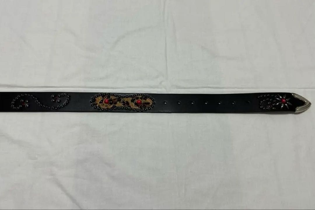 ABRAHAM HTC似　スタッズベルト　レオパード　ブラック