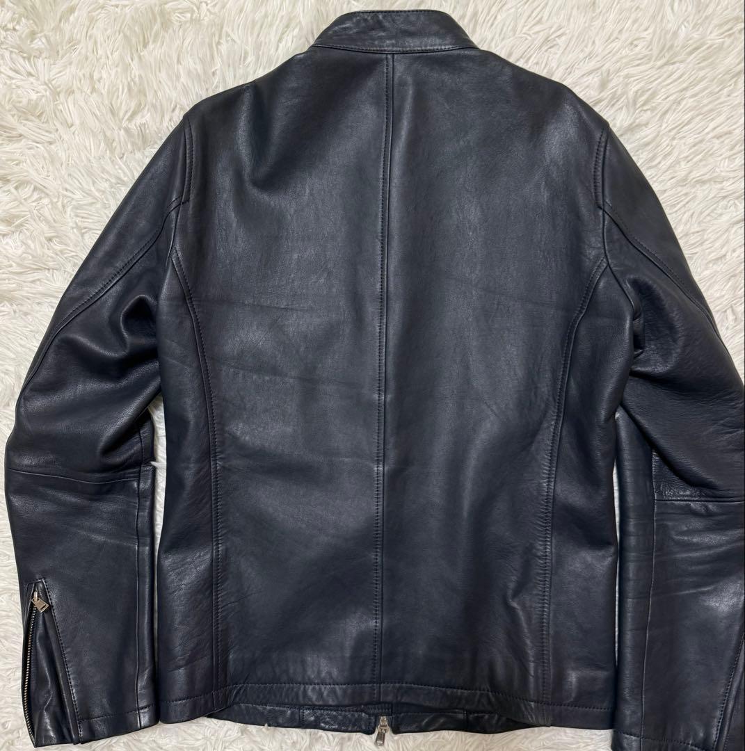 【希少カラー】SHIPS ラムレザー　シングルライダースジャケット　Size L